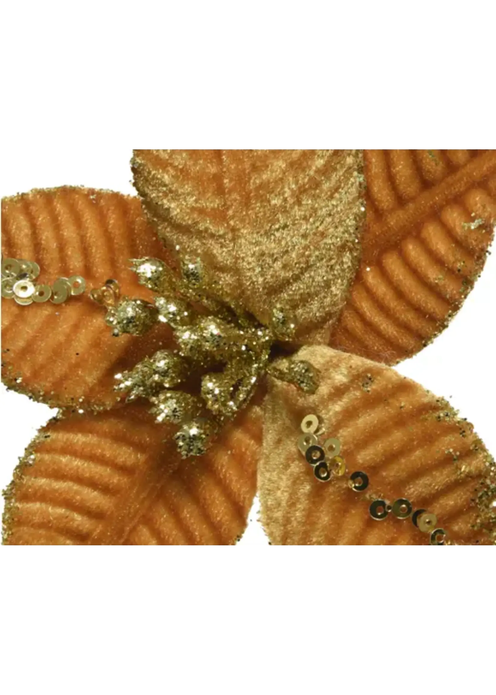 Decoris Poinsettia Clip on, Red, Cream, Gold, Maroon - Price is for one