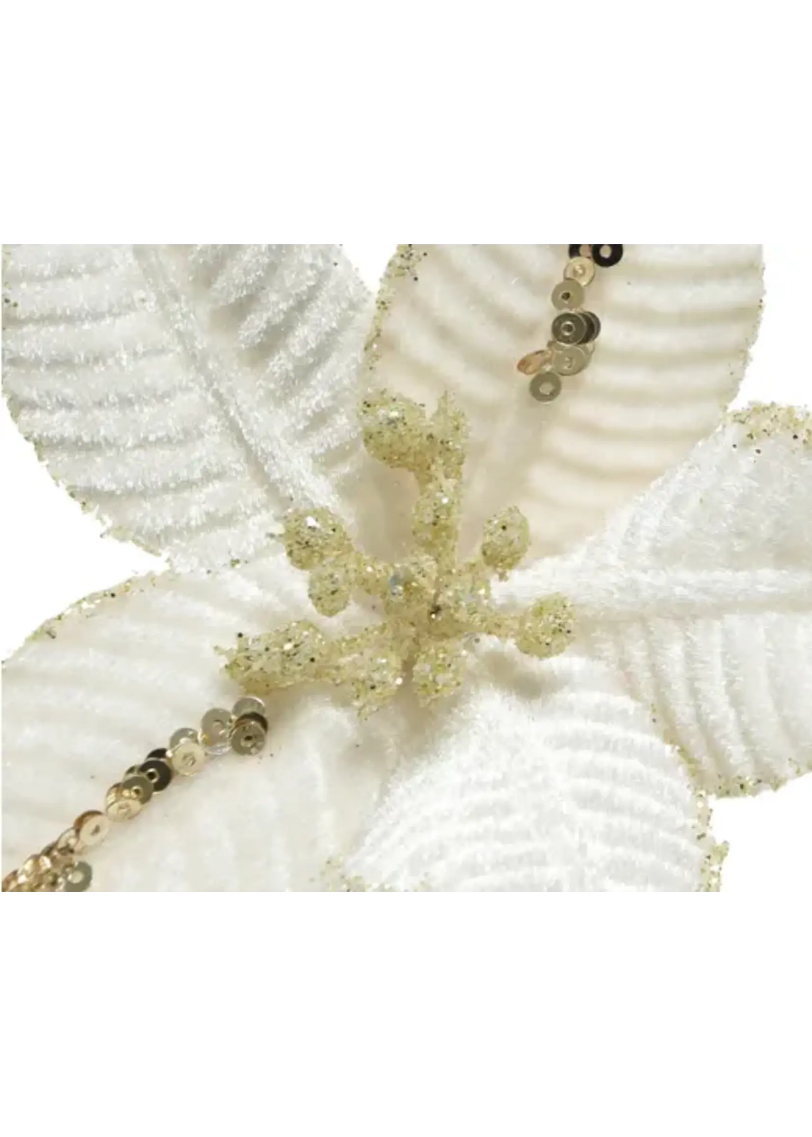 Decoris Poinsettia Clip on, Red, Cream, Gold, Maroon - Price is for one