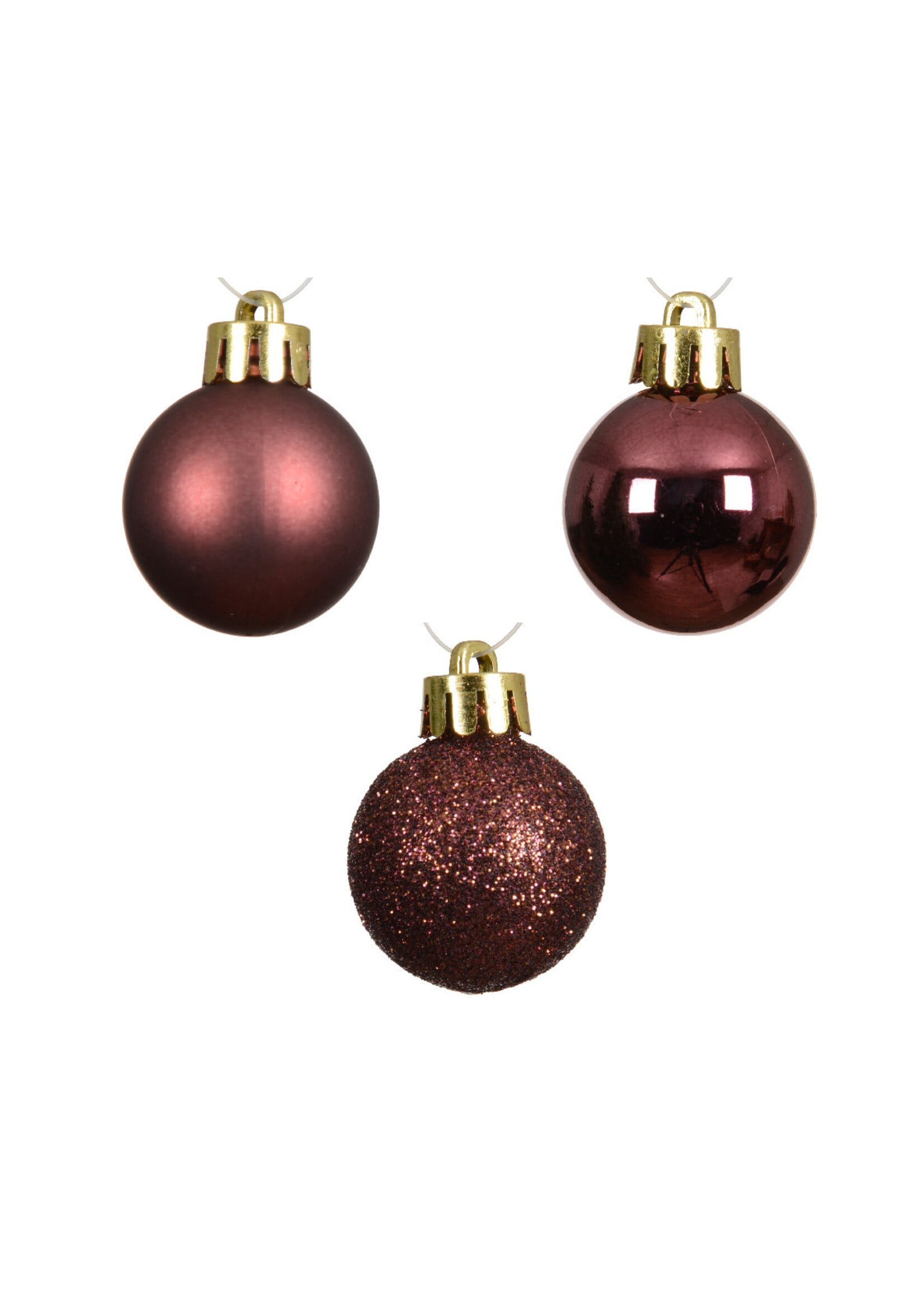 Decoris Maroon Mini Shatterproof Baubles  Shiny, Glitter, Matt 14 Pack