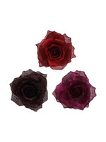 Decoris Rose Clip on Red, Purple,  Maroon - Price is for one