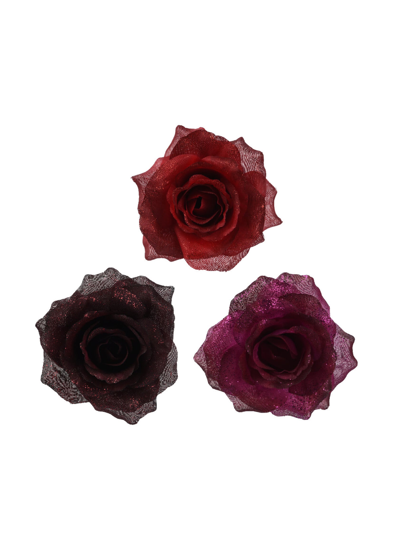 Decoris Rose Clip on Red, Purple,  Maroon - Price is for one