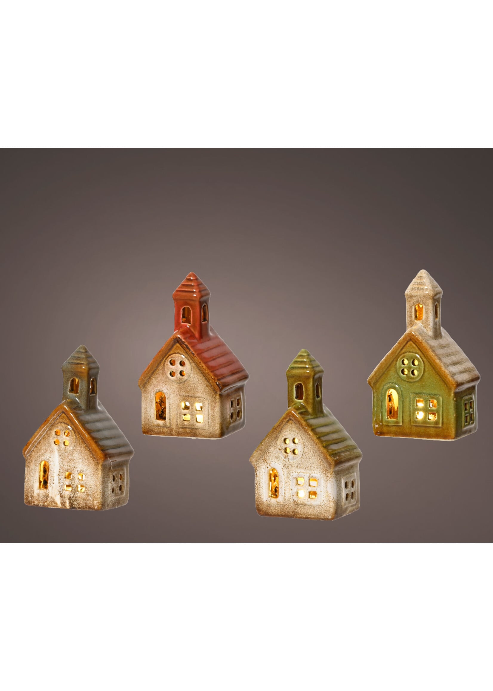 Ceramic Light Up House House Battery - Price is for one 13cm