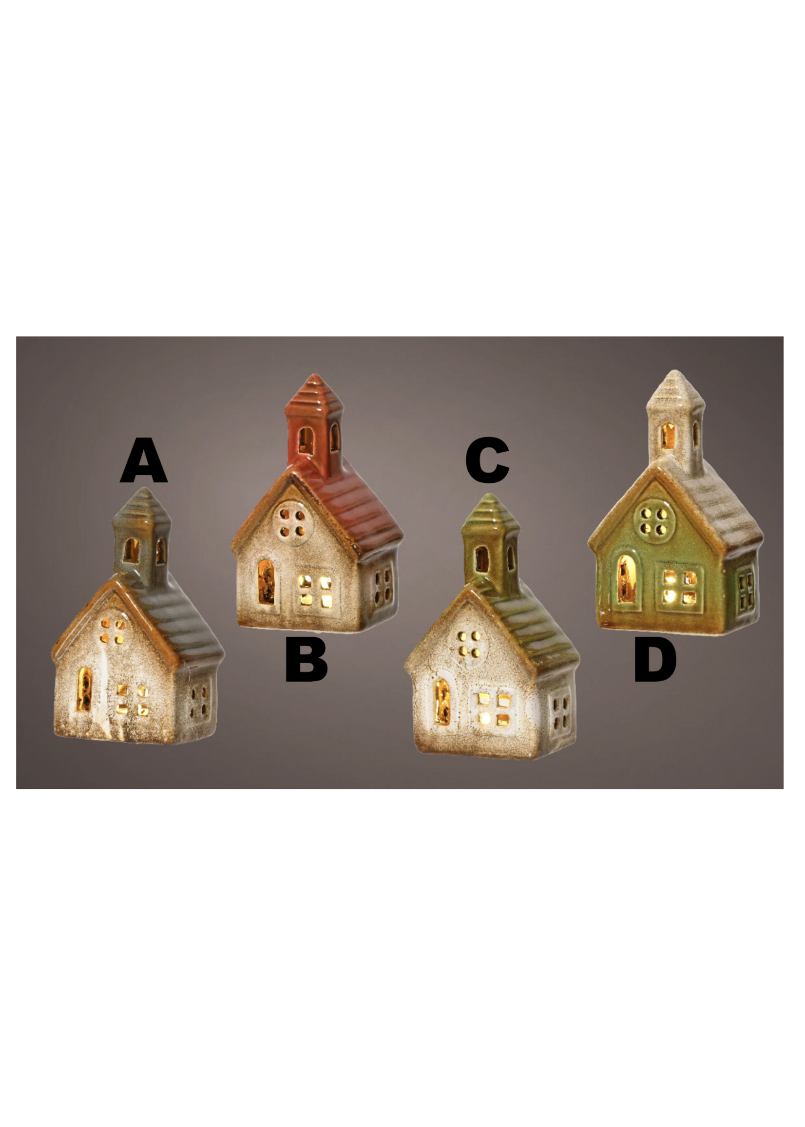 Ceramic Light Up House House Battery - Price is for one 13cm