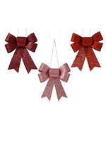 Decoris Glitter Hanging Bows Red, Pink, Maroon 11cm - Price is for one