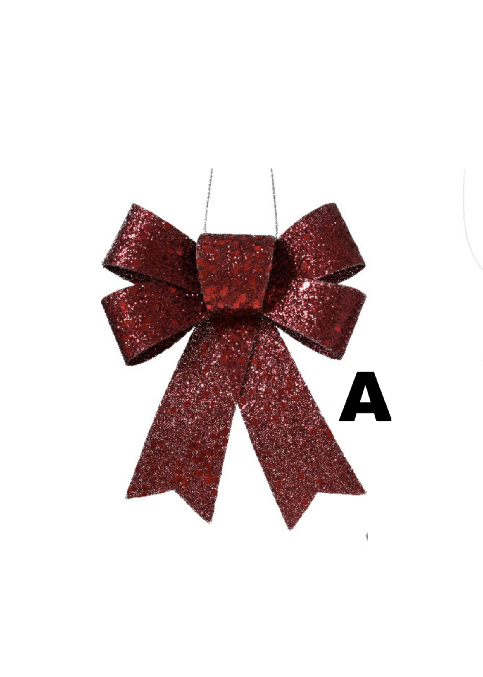 Decoris Glitter Hanging Bows Red, Pink, Maroon 11cm - Price is for one