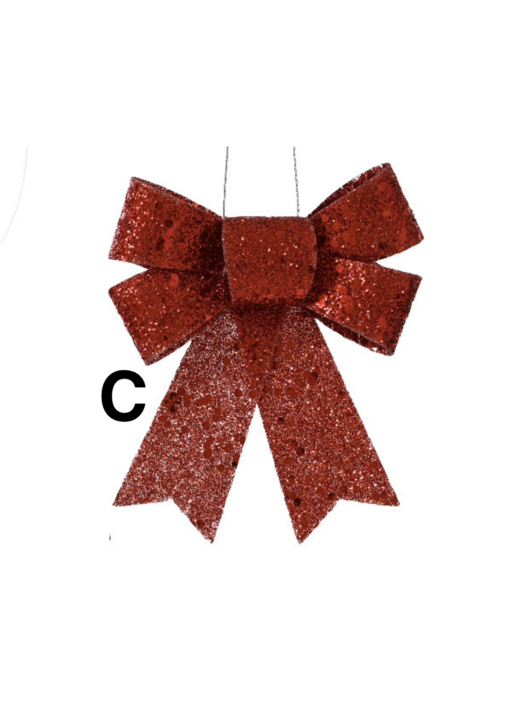 Decoris Glitter Hanging Bows Red, Pink, Maroon 11cm - Price is for one