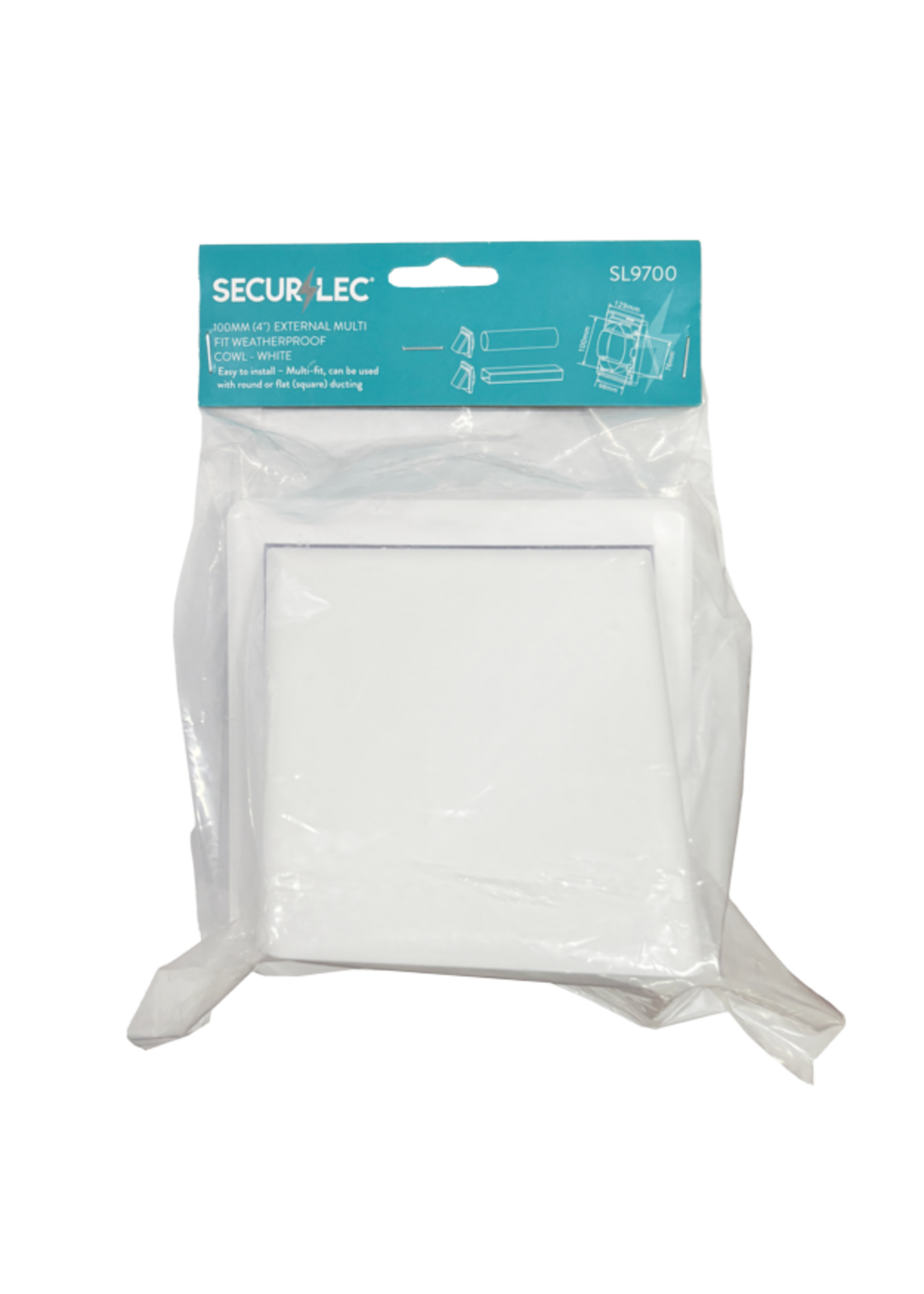 Securlec Securlec External Multi Fit Weatherproof Cowl White (Dia)100mm