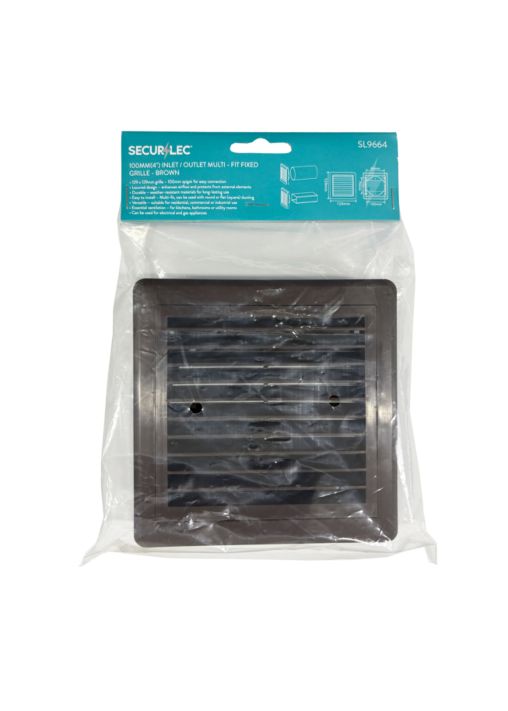 Securlec Securlec Inlet/  Outlet Multi Fit Fixed Grill Brown (Dia)100mm