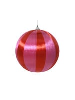 Decoris Pink and Red Striped Satin String Bauble 6cm