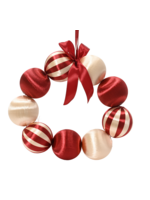 Decoris Striped Satin String Red Bauble Wreath 28cm