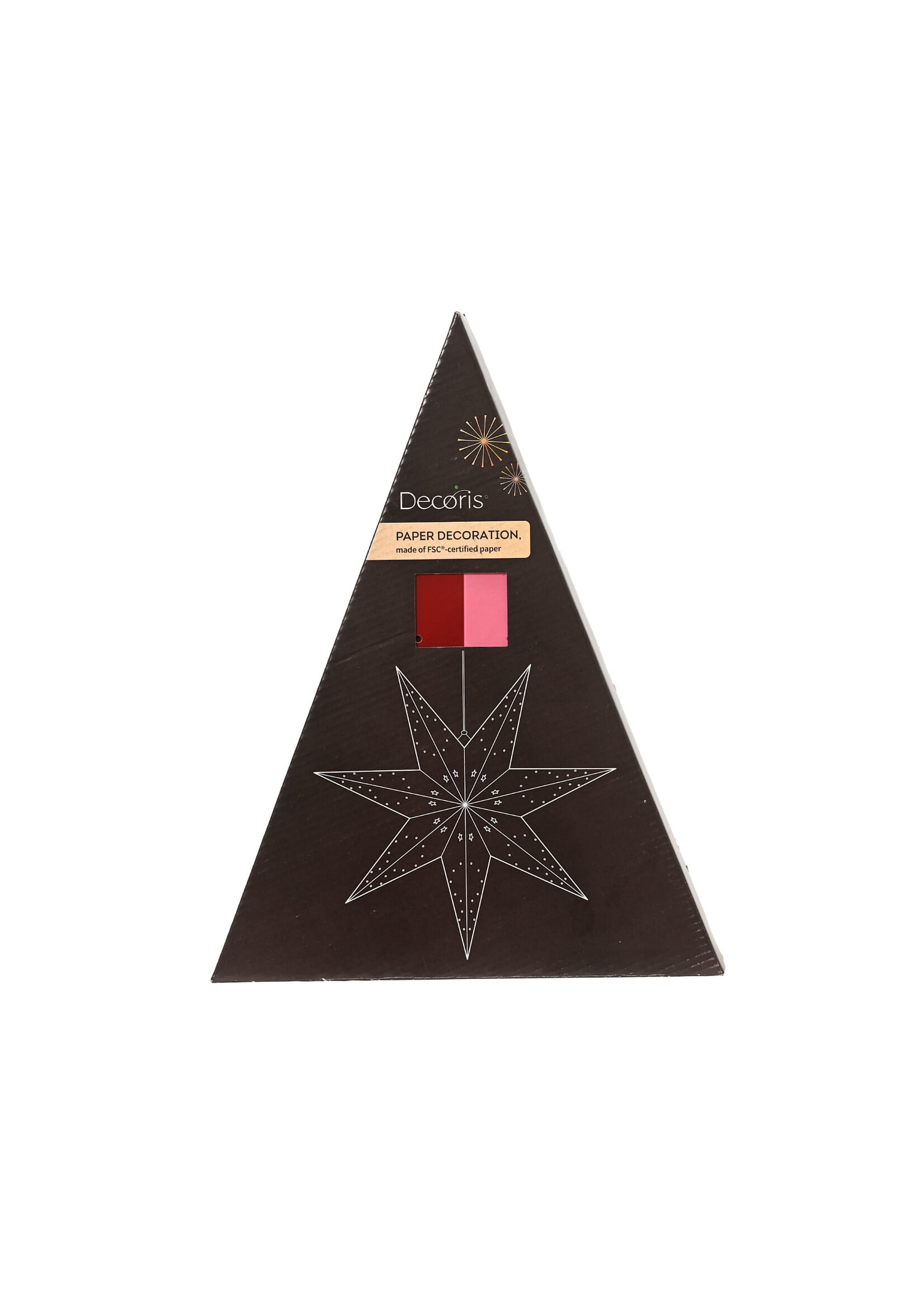 Decoris Pink and Red Stripe Paper Star 70x20cm