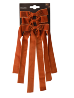 Decoris Velvet Rust Orange  Bows - Set of 3 - 40cm