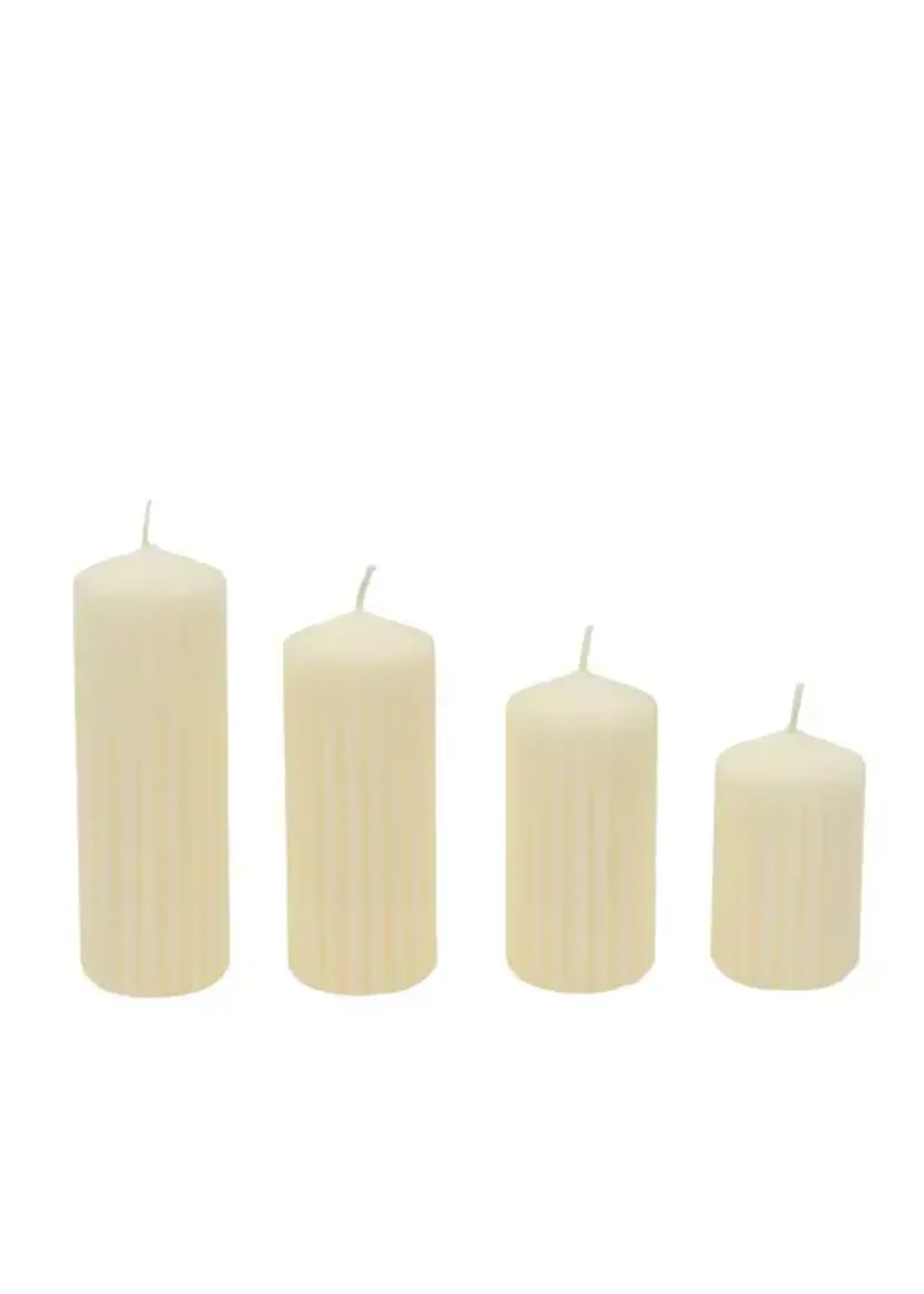 Decoris Ivory Ribbed Pillar Candle set