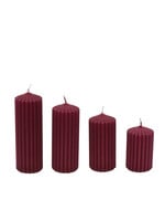 Decoris Burgundy Ribbed Pillar Candle set