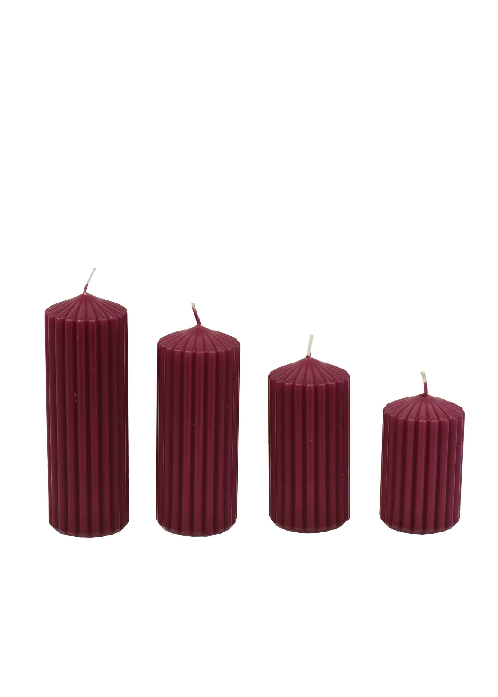 Decoris Burgundy Ribbed Pillar Candle set