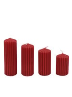 Decoris Red  Ribbed Pillar Candle set