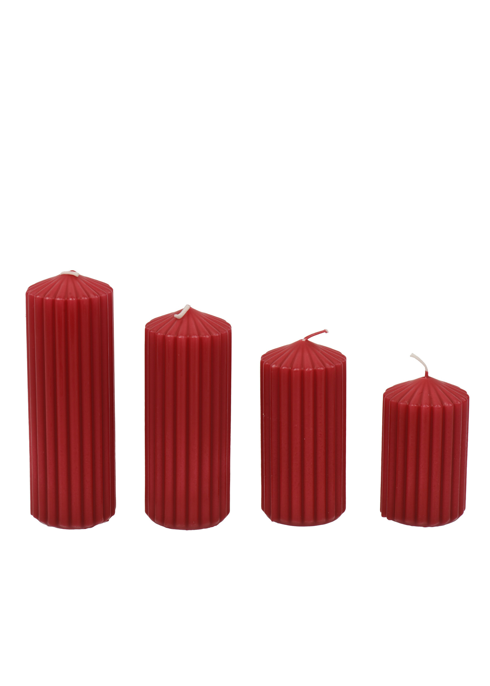 Decoris Red  Ribbed Pillar Candle set
