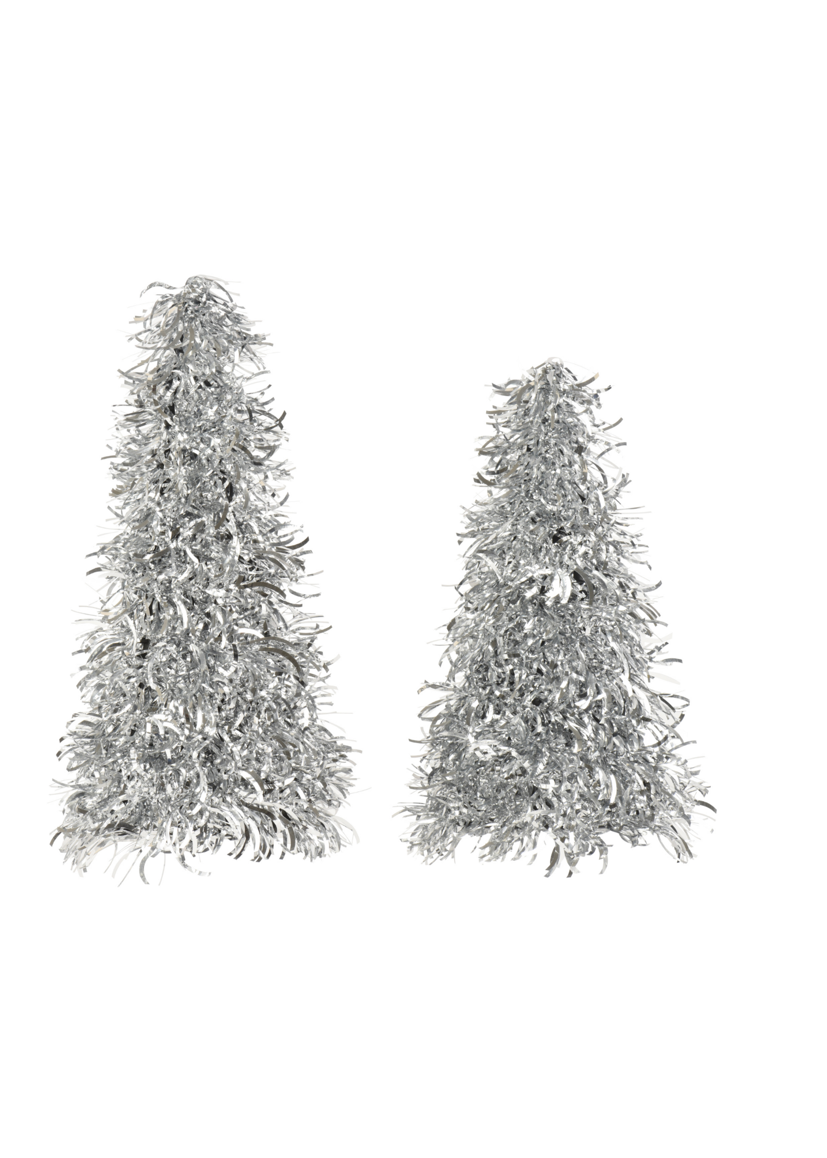 Decoris Tinsel Silver Tree set of 2 30&25cm