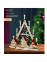 Lumineo Wooden Village Candle Arch with Houses 49cm