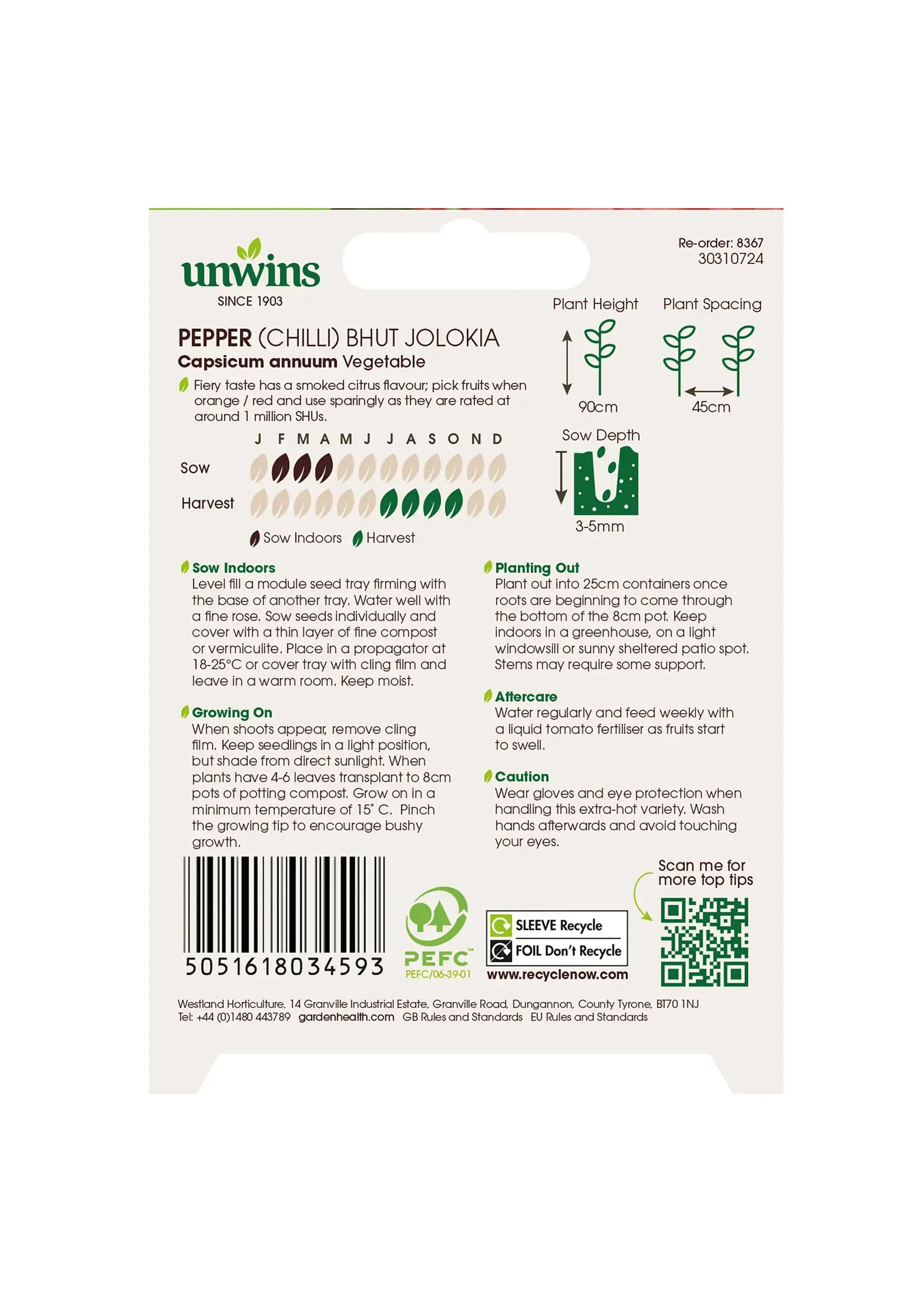 Unwins Pepper (Chilli) Bhut Jolokia