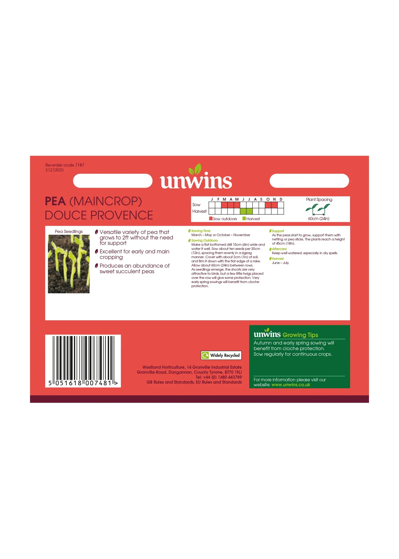 Unwins Pea (Maincrop) - Douce Provence