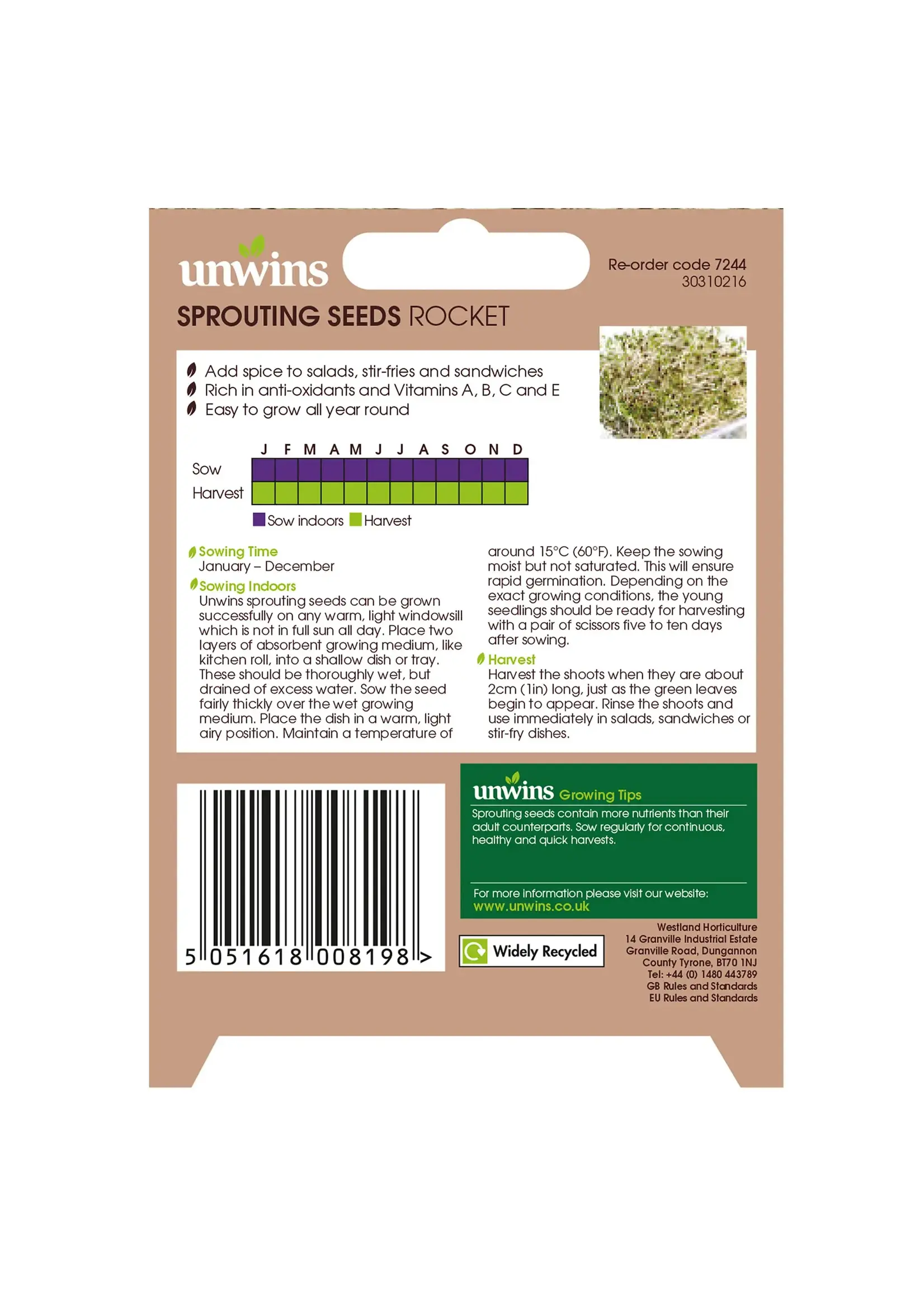 Unwins Sprouting Seeds Rocket