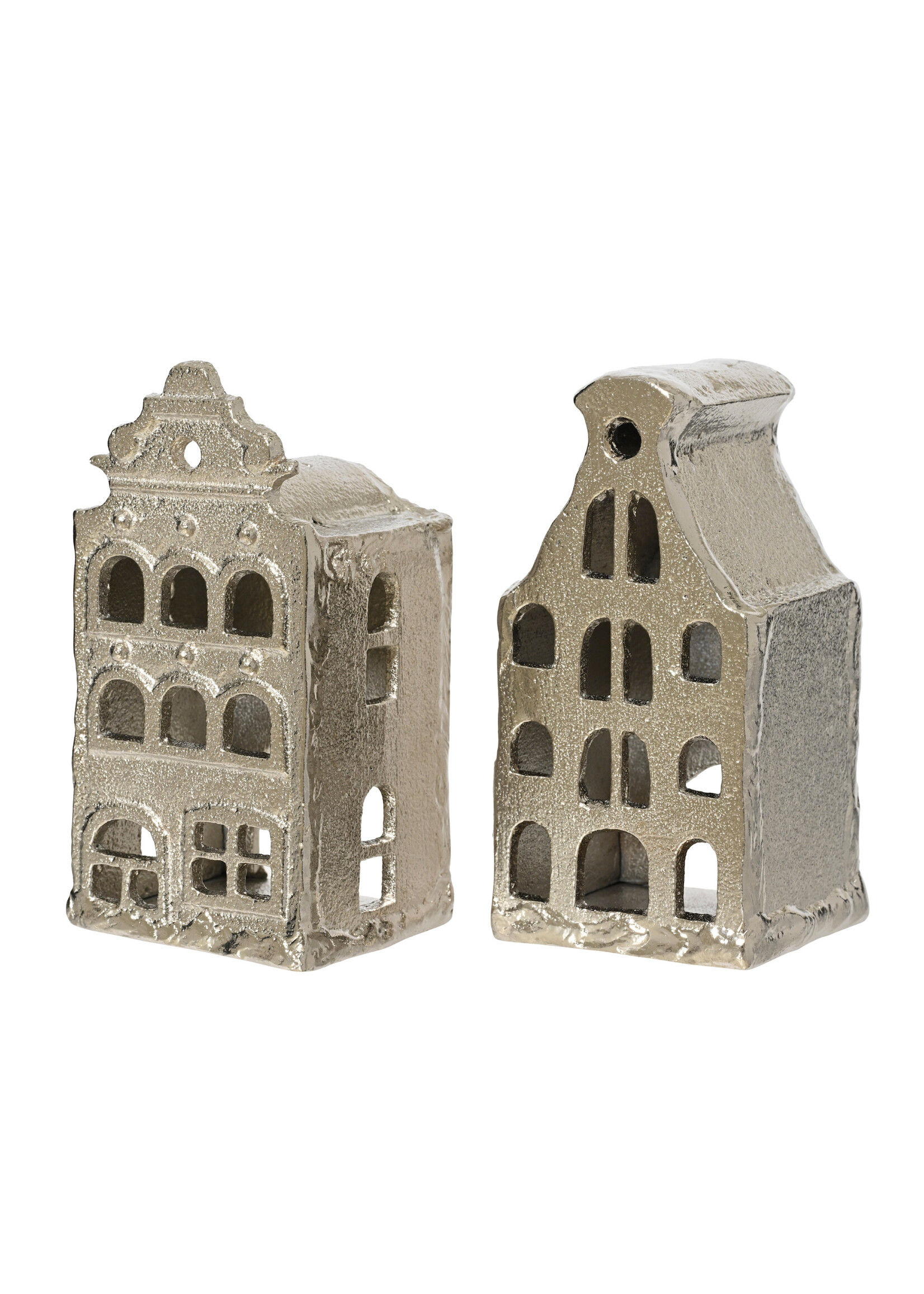 Decoris  Aluminium Nickel House Tealight Holder 12.5cm