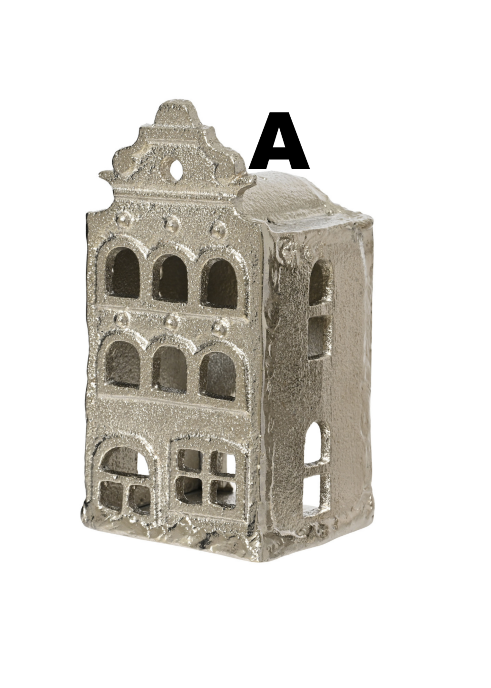 Decoris  Aluminium Nickel House Tealight Holder 12.5cm