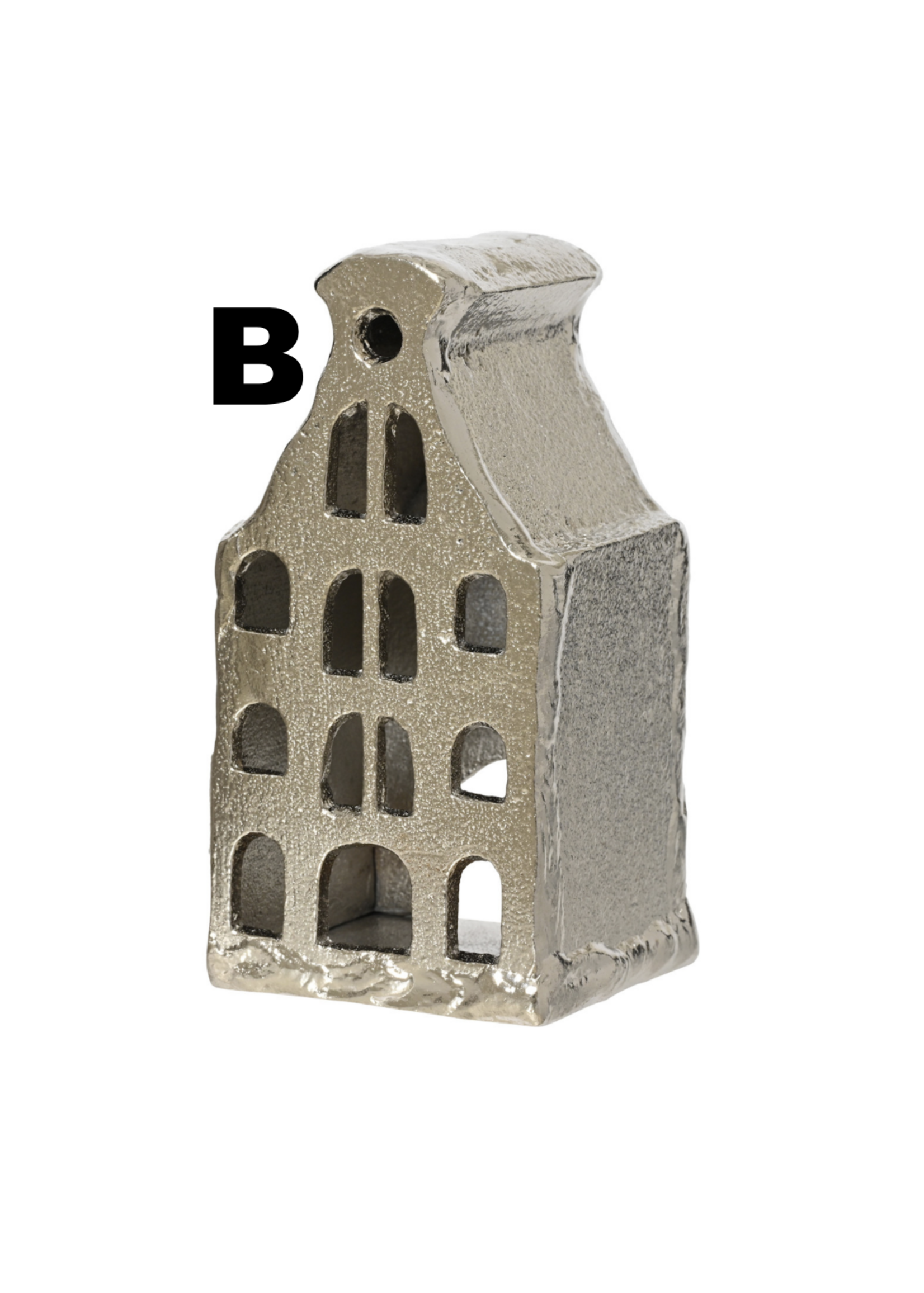 Decoris  Aluminium Nickel House Tealight Holder 12.5cm
