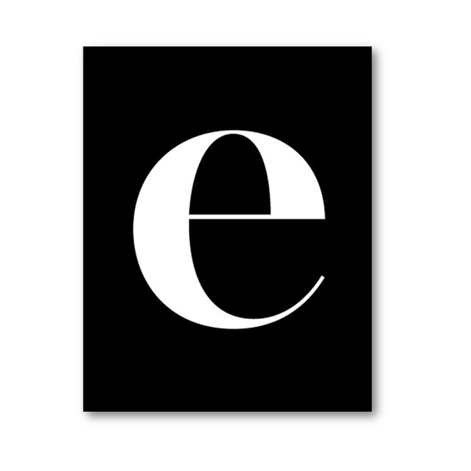 Letter poster letter e | black white