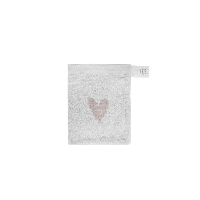 Washcloth Heart white/sand