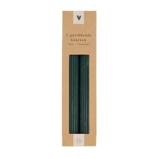 2 Candles ribbed deep green