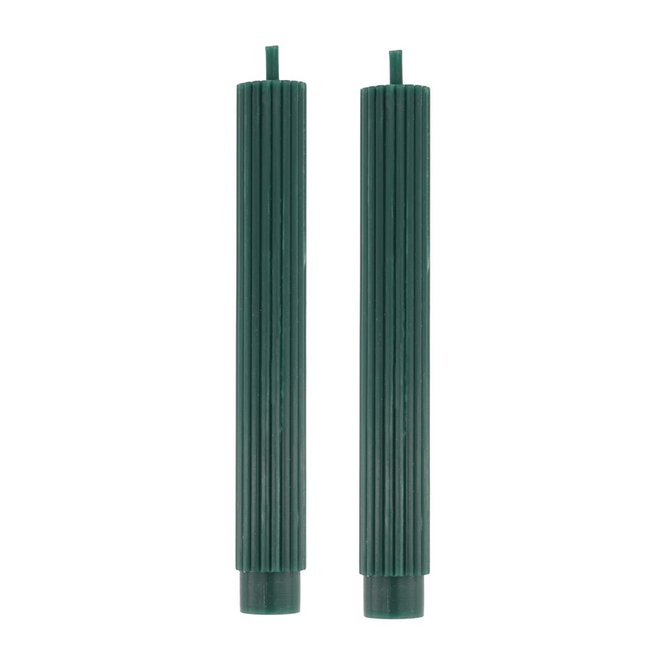 2 Candles ribbed deep green