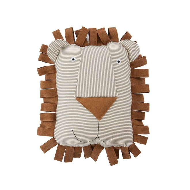 Lobo Lion Denim Cushion - caramel