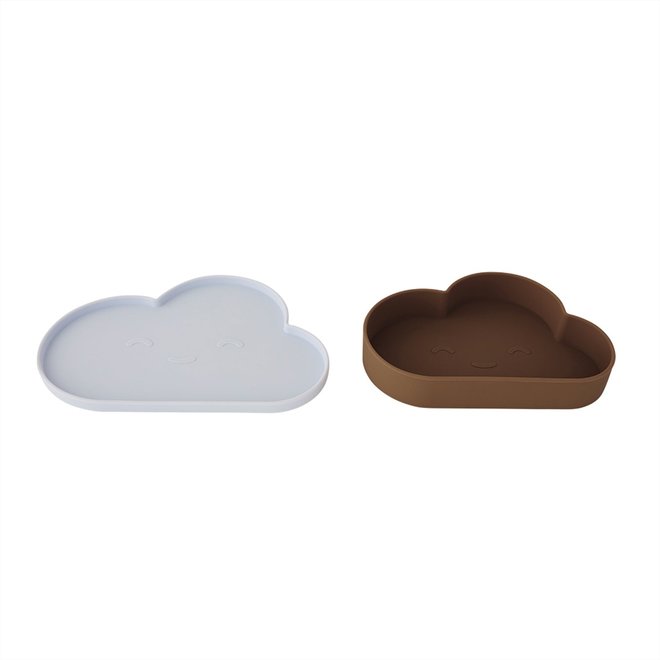 Chloe Cloud Plate & Bowl - Ice Blue / Choko