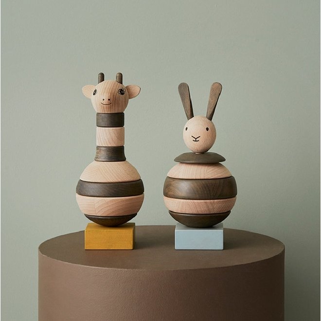 Wooden Stacking Rabbit - Nature / Dark