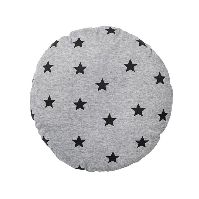 Cushion, round, grey, stars, 45cm