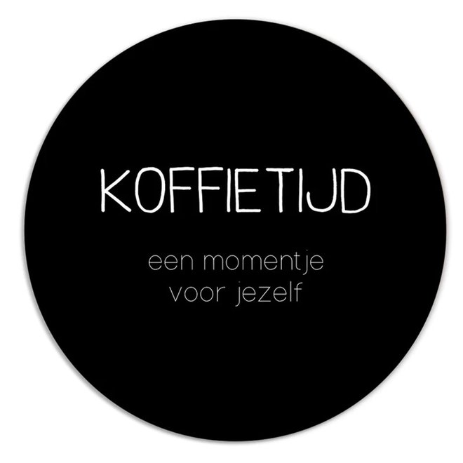 Muurcirkel Koffietijd zwart