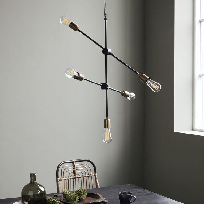 Hanglamp Molecular zwart.messing