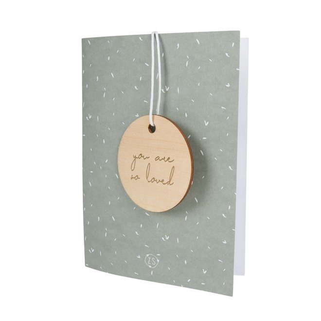 Wishing card with wooden tag so loved