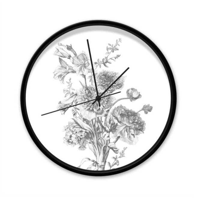 Clock Flowers in Black & White