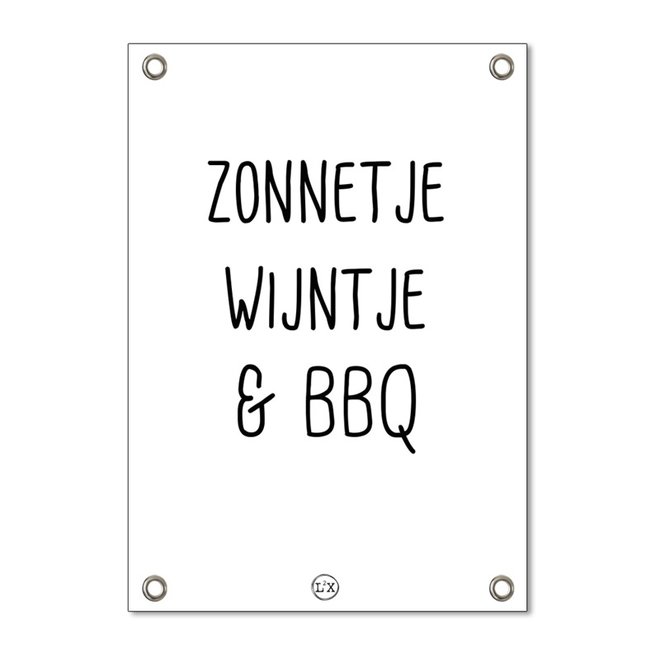 Outdoor poster zonnetje wijntje bbq white