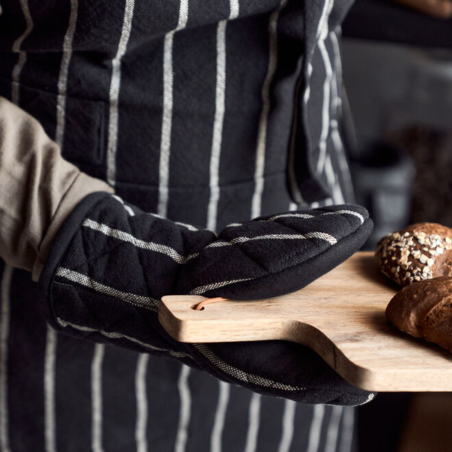 Kitchen Glove, Chef, Black w. white stripes