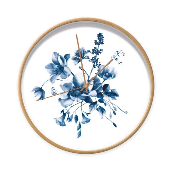 Clock Delfts blue flowers 2