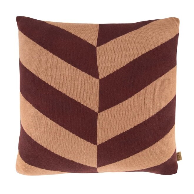 Fine Knitted Cushion Rust Brown/Old Pink