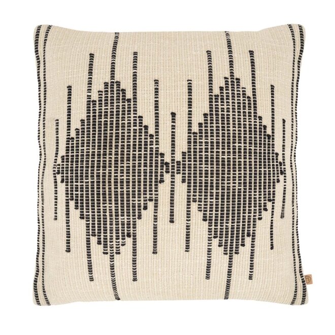 Coarse Woven Cushion with Print anthracite grey/off white
