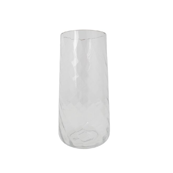 Vase angled ribbed glass