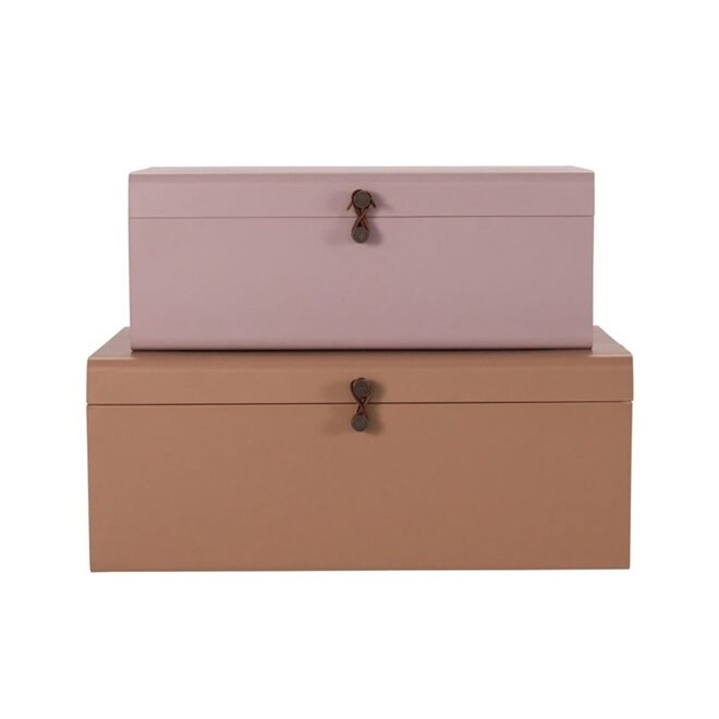 Set van 2 Opbergboxen Metal beige/roze