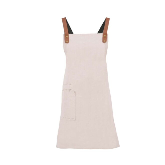 Apron with leather straps of clay