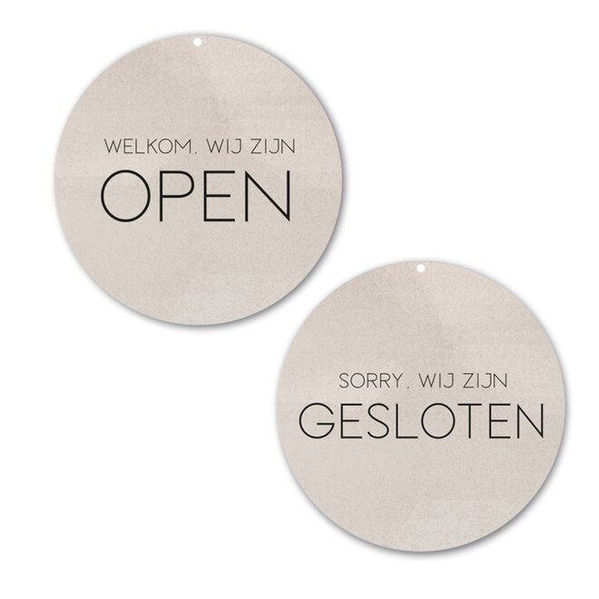 Muurcirkel Winkel Open en Gesloten beige